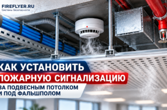 Пожарный извещатель за подвесным потолком, кабельные трассы и трубопроводы пожаротушения